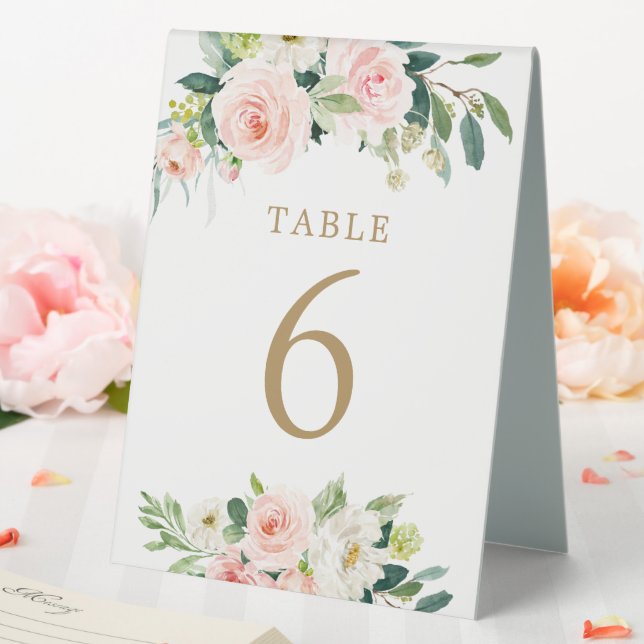 Elegant Blush Floral Wedding Table Numbers (In SItu (Wedding))
