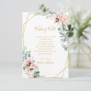 Elegant Blush Floral   Wedding Wishing Well Card