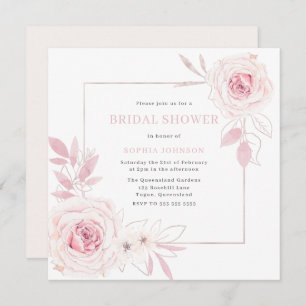 Elegant Blush Floral Wreath Bridal Shower Invitation