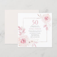 Elegant Blush Floral Wreath Frame 50th Birthday