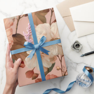 Elegant Blush Flower Ivory Floral Pattern Wrapping Paper