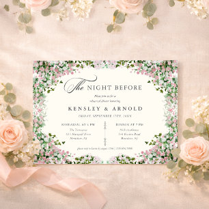 Elegant Blush Garden Rehearsal Dinner Invite Night
