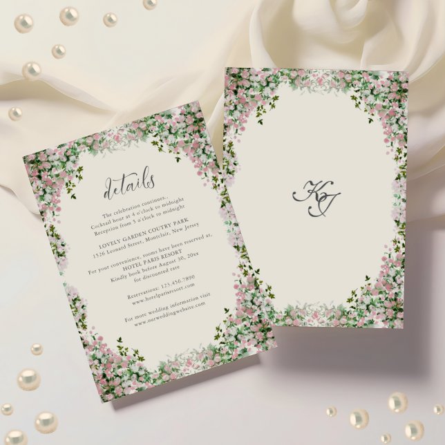 Elegant Blush Garden Wedding Details Enclosure Card (Creator Uploaded)