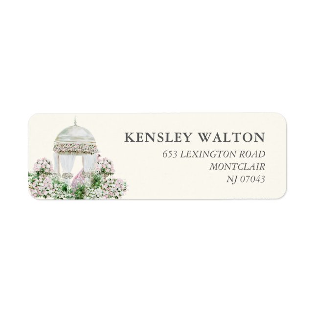 Elegant Blush Garden Wedding Return Address Label (Front)