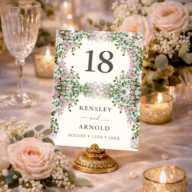 Elegant Blush Garden Wedding Table Number (Creator Uploaded)