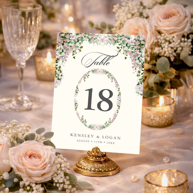 Elegant Blush Garden Wedding Table Number (Creator Uploaded)