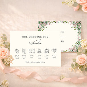 Elegant Blush Garden Wedding Timeline Enclosure Card