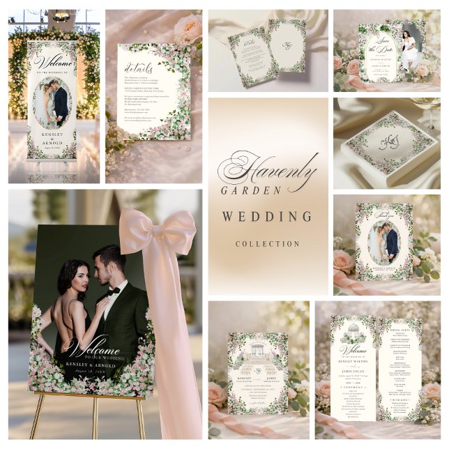 Elegant Blush Garden Wedding with Monogram  Acrylic Invitations (Creator Uploaded)