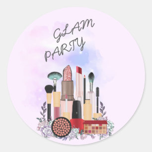 Elegant Blush Girly Pink Makeup Artist Glamour Classic Round Sticker
