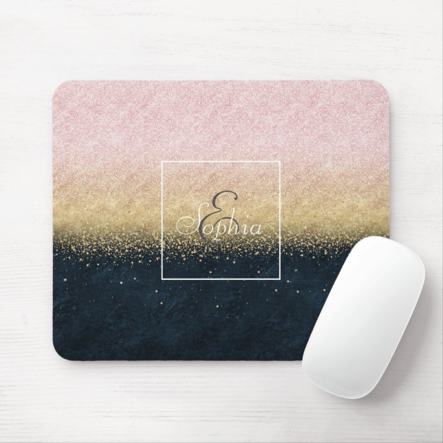Elegant blush gold and blue simple confetti design mouse pad (With Mouse)