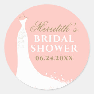 Elegant Blush Gold Gown Wedding Bridal Classic Round Sticker