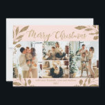 Elegant Blush Gold Leaves 4 Photo Christmas Card<br><div class="desc">Elegant, Modern Blush Pink and Gold Botanical Leaves 4 Photo Collage Merry Christmas Holiday Card. This festive, whimsical four (4) grid photo collage holiday card template features a pretty photo collage, faux gold foil botanical leaves with winterberries and says Merry Christmas! The „Merry Christmas” greeting text is written in a...</div>