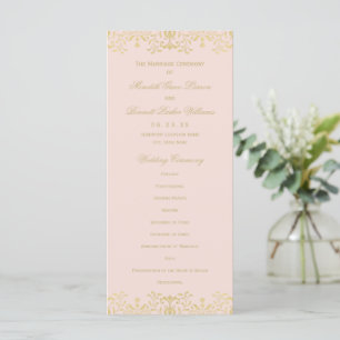 Elegant Blush Gold Vintage Glamour Wedding Program