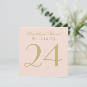 Elegant Blush Gold Wedding Monogram Table Number