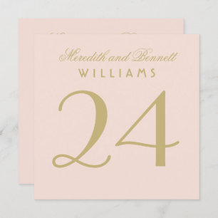 Elegant Blush Gold Wedding Monogram Table Number