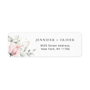 Elegant blush gold Wedding Return Address  Label