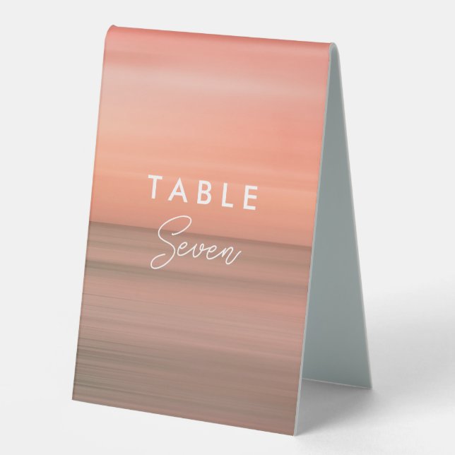 Elegant Blush Gradient Wedding Table Sign (Front)