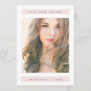 Elegant Blush Graduation Photo Thank You Card