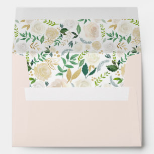 Elegant Blush Green Floral Greenery Wedding Envelope