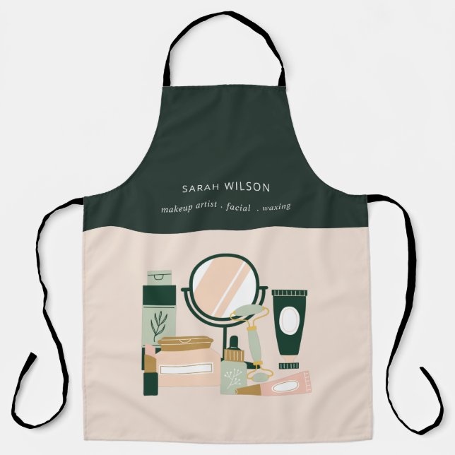 Elegant Blush Green Makeup Artist Cosmologist Apron (Front)