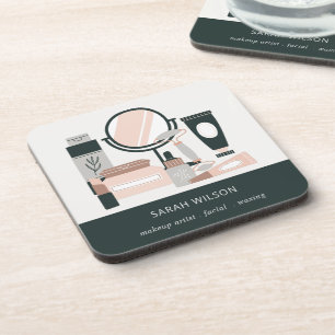 Elegant Blush Grey Makeup Artist Cosmologist Coaster