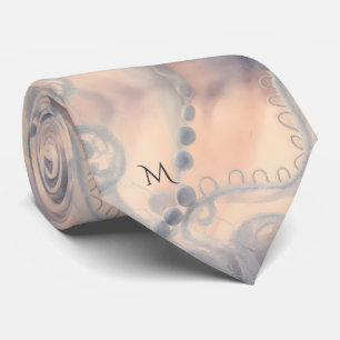 Elegant Blush Lavender Watercolor Lace SiIk Tie