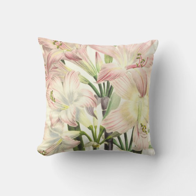 Elegant Blush Lilies Cushion (Front)