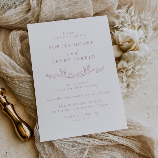 Elegant Blush Line Art Wedding Invitation (Creator Uploaded)