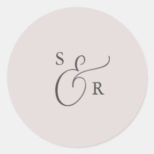 Elegant Blush Mauve Monogram Wedding Envelope Seal