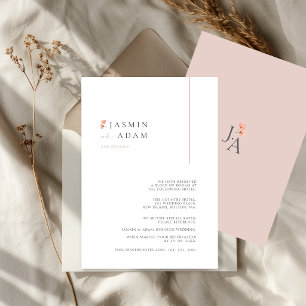 Elegant Blush Minimal Floral Wedding Details Enclosure Card