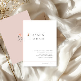 Elegant Blush Minimal Floral Wedding Invitation