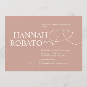 Elegant Blush Minimalism Wedding Rehearsal Dinner Invitation