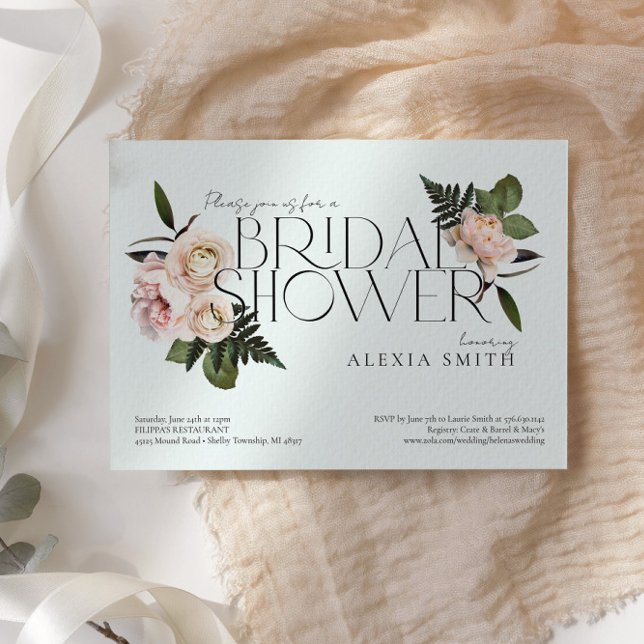 Elegant Blush Modern Floral Bridal Shower Invitation (Creator Uploaded)