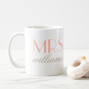 Elegant Blush Mrs Wedding Monogram Coffee Mug