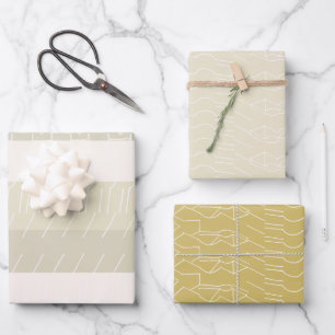 Elegant Blush Mustard Yellow Geometric Pattern Wrapping Paper Sheet