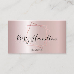 Elegant Blush & Navy Professional Real Estate  Business Card
