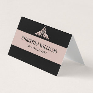 Elegant Blush & Navy Professional Real Estate Business Card