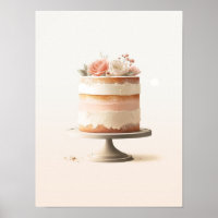 Elegant Blush Peach Floral Cake Kitchen Bakery