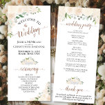 Elegant Blush Peach Watercolor Floral Wedding Program<br><div class="desc">This beautiful wedding program features an elegant floral boho chic design with hand painted roses in shades of champagne, blush, or very pale peach on a white background. The titles are written in fancy script calligraphy, and there is space for your ceremony and wedding party details, as well as a...</div>
