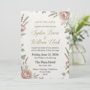 Elegant Blush Peony Wedding Save the Date