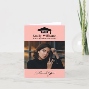 Elegant Blush Personalised Graduation Photo Thank You Card