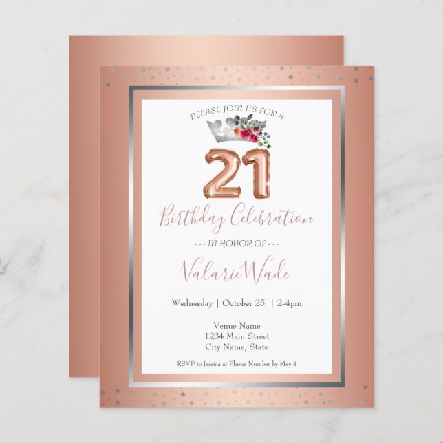 Elegant Blush Pink 21st Birthday Party (Front/Back)