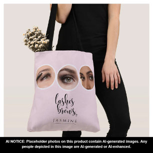 Elegant Blush Pink 3 Photo Lash & Brow Artist Tote Bag