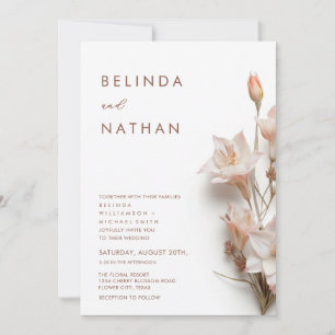 Elegant Blush Pink 3D Flowers Invitation