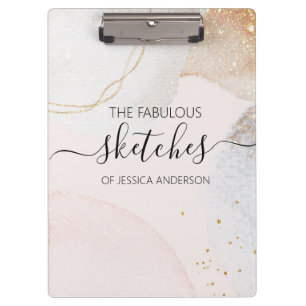 Elegant blush pink abstract personalised clipboard