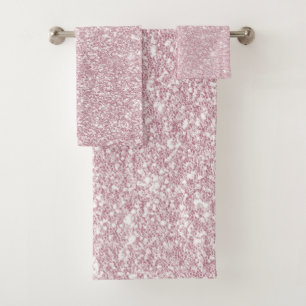 Elegant blush pink abstract trendy girly glitter bath towel set