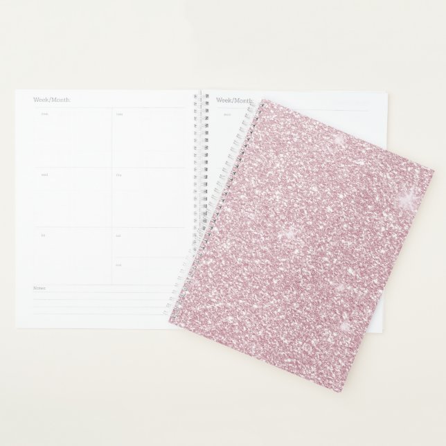 Elegant blush pink abstract trendy girly glitter planner (Display)