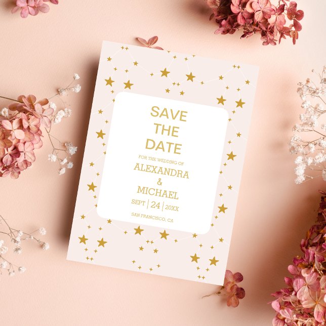 Elegant Blush Pink and Gold Celestial Wedding Save The Date (Creator Uploaded)
