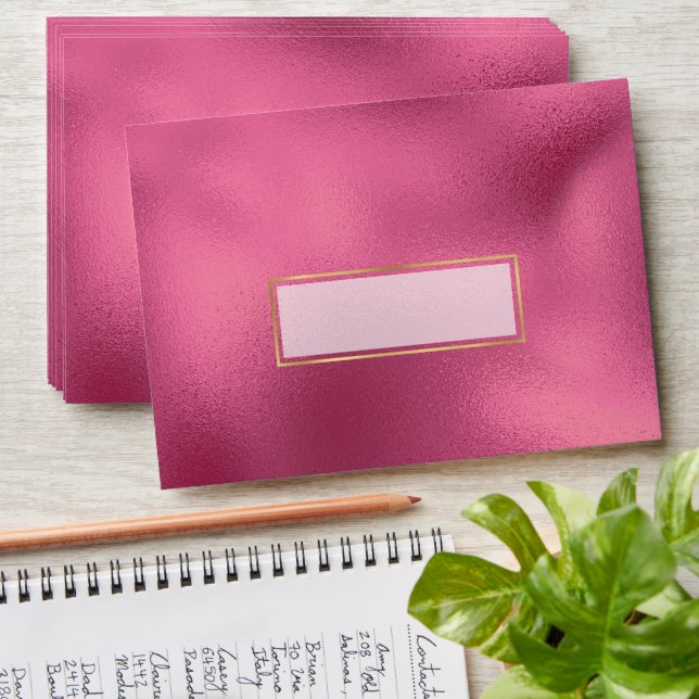 Elegant Blush Pink and Gold Foil Look Envelope (Stacked)