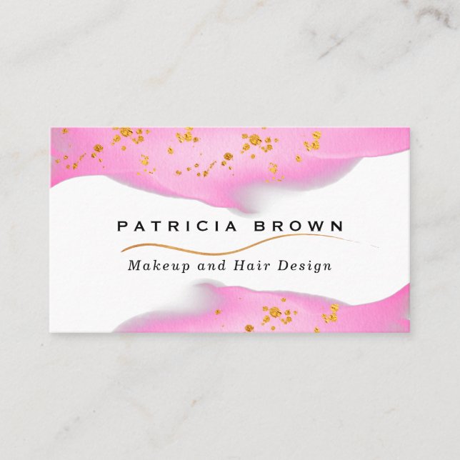Elegant Blush Pink And Gold Glitter Business Card (Front)